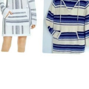 Forever 21 Baja Beach Hoodie Dress, Blue and White Strips, Size L